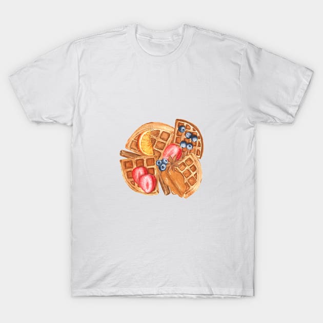 Belgian waffles and berries composition T-Shirt by Flowersforbear